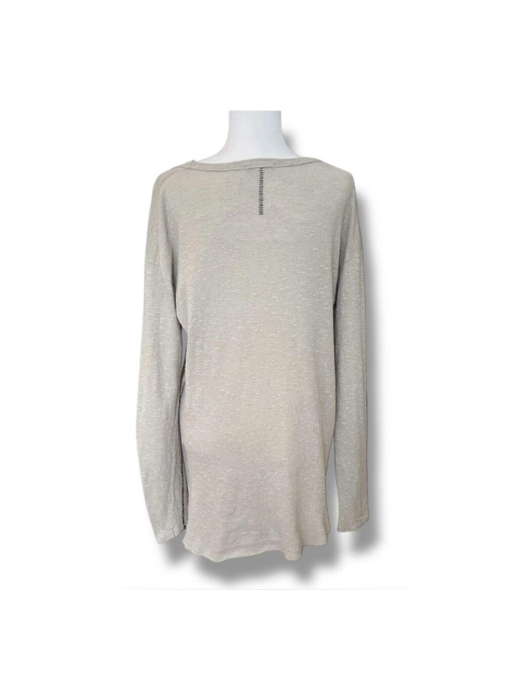 Pas de Calais Beige Textured Slub Knit Oversized Pullover Top Size 36 US S/M - Picture 3 of 9
